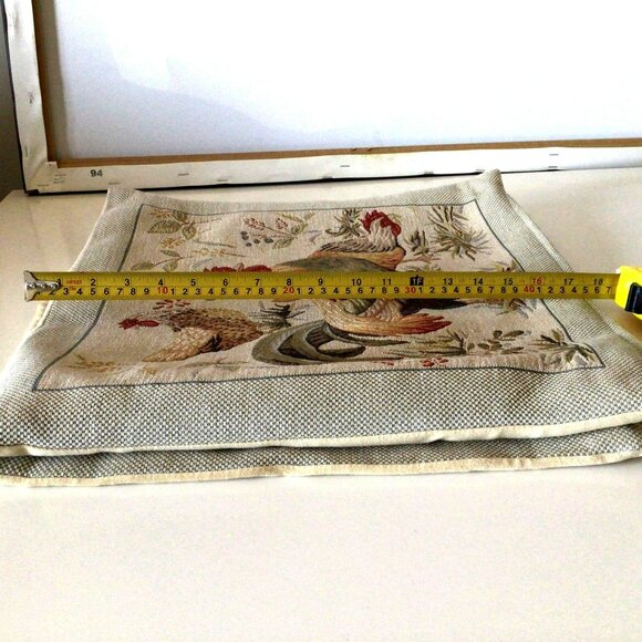 Vintage Jules Pansu Tapestry Pillow Covers Rooster Chicken Design (Set of 2) - Picture 6 of 13